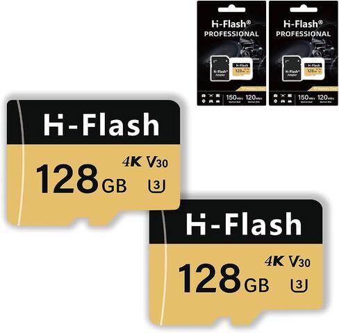128GB SD Card 2 Pack Adapter, 256GB Memory Card High Speed Up to 150MB/s, A1 V30 U3 4K C10 for Tablet/Mobile Phone/Camera/Car Audio/Game Console in Saudi Arabia