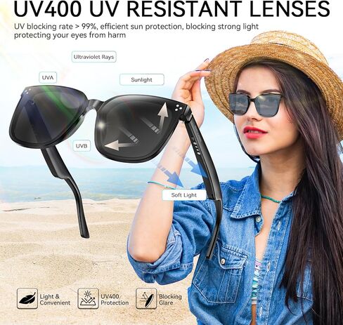 نظارة شمسية بلوتوث الذكية مع حماية UV400 للرجال ، ونظارات صوتية مع مكبر صوت مفتوح ، والتحكم في الموسيقى ، والمكالمات ، ومساعد صوت لنظام iOS ، ونظارات شمسية رياضية في الهواء الطلق ، والجنسين. in Kuwait