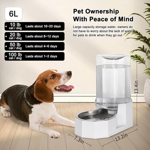 Automatic Pet Water Dispenser with Stainless Steel Bowl, Gravity Waterer, Angular Water Feeder for Small to Large Dogs and Cats (Black, 9L Without Filter) in Saudi Arabia