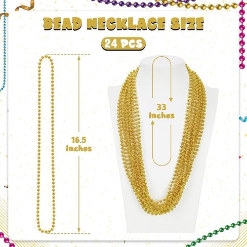 24PCS White Beaded Necklace, 33" Mardi Gras Beads Necklace Accessories, Faux Pearl Necklaces Costumes, White Carnival Bead Necklaces for Parade Throw Supplies Wedding Party Decor in Saudi Arabia