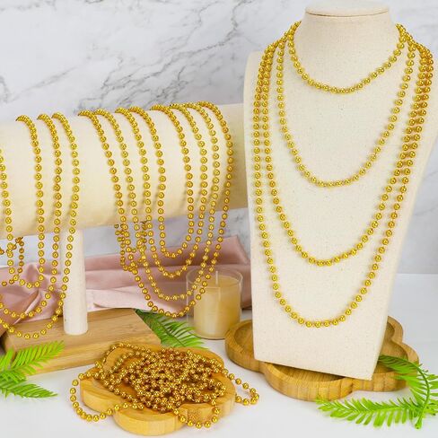 24PCS White Beaded Necklace, 33" Mardi Gras Beads Necklace Accessories, Faux Pearl Necklaces Costumes, White Carnival Bead Necklaces for Parade Throw Supplies Wedding Party Decor in Saudi Arabia