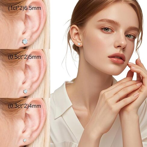 أقراط مسمار مويسانيت للنساء 2CT 925 أقراط الفضة الاسترليني للنساء رجال 18 كيلو آراء أبيض مقعد بأقراط د فيفس 1 مختبر تم إنشاؤها على أقراط الماس للرجال in Kuwait