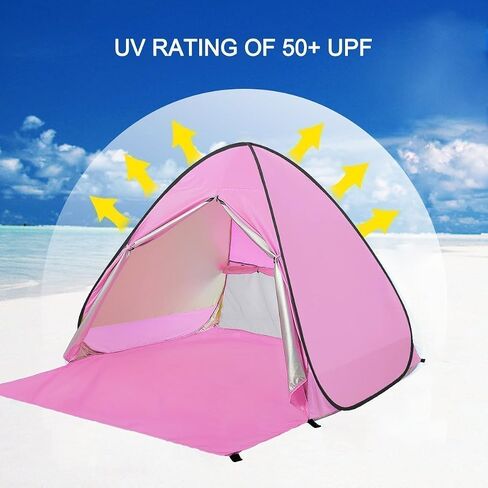 Automatic Pop Up Beach Tent Instant Portable Quick Sun Shelter for 2-3 Persons (Pink) in Saudi Arabia