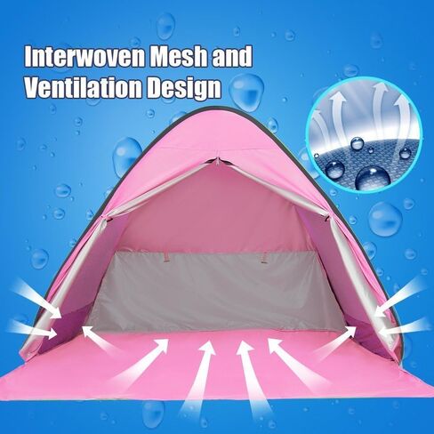 Automatic Pop Up Beach Tent Instant Portable Quick Sun Shelter for 2-3 Persons (Pink) in Saudi Arabia