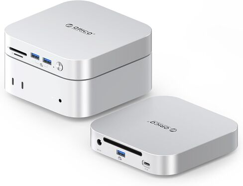 ORICO MiniLink USB4 40Gbps Hub for Mac Mini M4, 7-in-1 Aluminum Docking Station with Dual NVMe M.2 SSD Slots, 10Gbps USB-A Ports, 4.0 SD/TF Card Readers in Saudi Arabia
