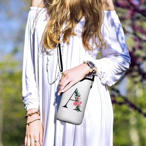 Cell Phone Sleeves Phone Bag Case Crossbody Neoprene Holder Lanyard Phone Pouch for iPhone 16 15 14 13 12 Series, Samsung S24 S23+ A35 - Letter_K in Kuwait