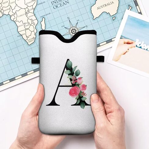 Cell Phone Sleeves Phone Bag Case Crossbody Neoprene Holder Lanyard Phone Pouch for iPhone 16 15 14 13 12 Series, Samsung S24 S23+ A35 - Letter_K in Kuwait