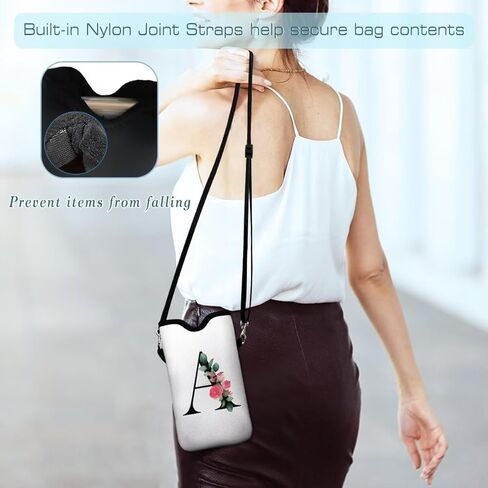 Cell Phone Sleeves Phone Bag Case Crossbody Neoprene Holder Lanyard Phone Pouch for iPhone 16 15 14 13 12 Series, Samsung S24 S23+ A35 - Letter_K in Kuwait