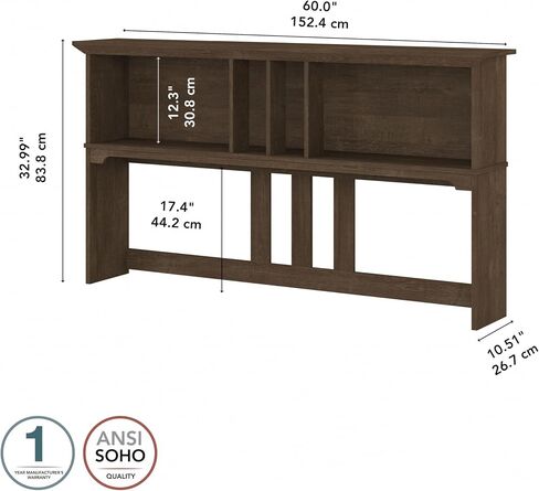 Bush Furniture Salinas 60W Hutch for L على شكل مكتب باللون الأسود القديم in Saudi Arabia