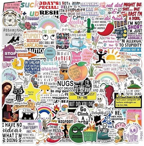 50Pcs Snarky Stickers, Humorous Sarcasm Stickers Deacals for Adults, Waterproof Vinyl Sarcastic Quotes Stickers for Water Bottle, Laptop, Kindle, Scrapbook in Saudi Arabia