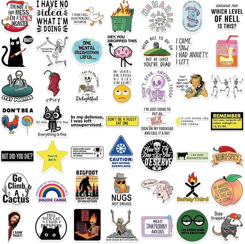 50Pcs Snarky Stickers, Humorous Sarcasm Stickers Deacals for Adults, Waterproof Vinyl Sarcastic Quotes Stickers for Water Bottle, Laptop, Kindle, Scrapbook in Saudi Arabia