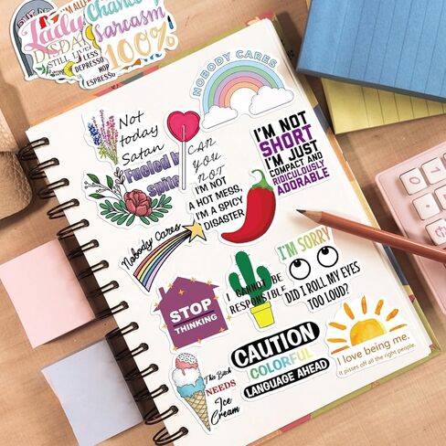 50Pcs Snarky Stickers, Humorous Sarcasm Stickers Deacals for Adults, Waterproof Vinyl Sarcastic Quotes Stickers for Water Bottle, Laptop, Kindle, Scrapbook in Saudi Arabia