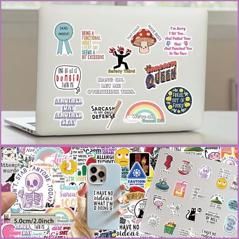 50Pcs Snarky Stickers, Humorous Sarcasm Stickers Deacals for Adults, Waterproof Vinyl Sarcastic Quotes Stickers for Water Bottle, Laptop, Kindle, Scrapbook in Saudi Arabia