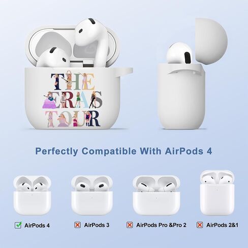 Compatible with AirPods 4 Case, Soft TPU Silicone Full Protective Case Cover for AirPods 4th Generation 2024 with Keychain Accessories in Saudi Arabia