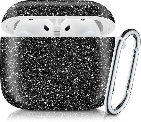 حالة متوافقة مع Airpod 4th Generation 2024 ، غطاء حالة وقائية مقاومة للصدمات مع سلسلة مفاتيح للنساء الرجال ، وحالات شحن ملحقات لاسلكية لـ AirPod 4th - Black in Kuwait