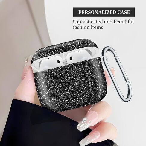حالة متوافقة مع Airpod 4th Generation 2024 ، غطاء حالة وقائية مقاومة للصدمات مع سلسلة مفاتيح للنساء الرجال ، وحالات شحن ملحقات لاسلكية لـ AirPod 4th - Black in Kuwait