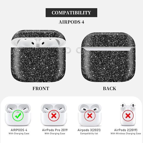 حالة متوافقة مع Airpod 4th Generation 2024 ، غطاء حالة وقائية مقاومة للصدمات مع سلسلة مفاتيح للنساء الرجال ، وحالات شحن ملحقات لاسلكية لـ AirPod 4th - Black in Kuwait