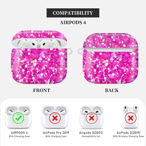 حالة متوافقة مع Airpod 4th Generation 2024 ، غطاء حالة وقائية مقاومة للصدمات مع سلسلة مفاتيح للنساء الرجال ، وحالات شحن ملحقات لاسلكية لـ AirPod 4th - Black in Kuwait