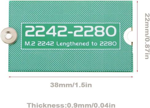 ECSING 2PCS M.2 NGFF/NVME طول محول تمديد 2242-2280 لوحة بطاقة امتداد SSD لحالة الكمبيوتر 38x22x0.9mm in Kuwait