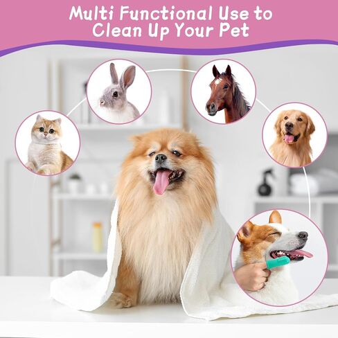 2-in-1 Dog Washing Gloves with Finger Toothbrush - Silicone Pet Bathing Gloves for Gentle Cleaning, Massaging & Shedding - Perfect for Dogs and Cats - Comfortable and Multifunctional Design in Saudi Arabia