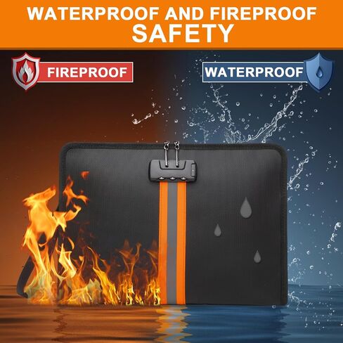 Fireproof Money Bag,Money Bag with Lock and Zipper,Safe Fireproof Waterproof,Suitable for Cash, Mobile Phones, Keys, Credit Cards in Saudi Arabia