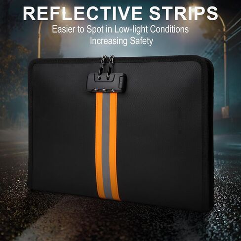 Fireproof Money Bag,Money Bag with Lock and Zipper,Safe Fireproof Waterproof,Suitable for Cash, Mobile Phones, Keys, Credit Cards in Saudi Arabia