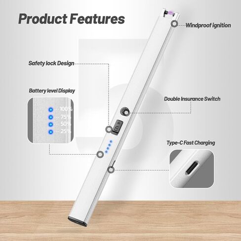 VEHHE Candle Lighter, Windproof Electric Lighter with Lock & LED Display in Kuwait