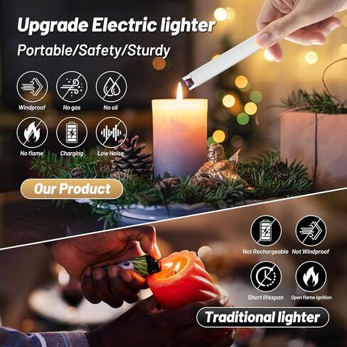 VEHHE Candle Lighter, Windproof Electric Lighter with Lock & LED Display in Kuwait