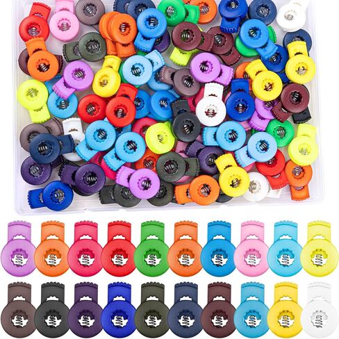 Framendino, 40 Pack Baseball Glove Locks Single Hole Spring Toggle Stopper Fastener Buttons Plastic Cord for Drawstrings (20 Colors) in Saudi Arabia