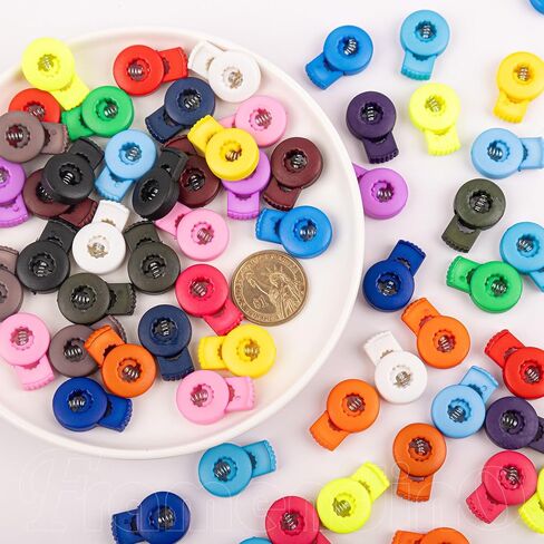 Framendino, 40 Pack Baseball Glove Locks Single Hole Spring Toggle Stopper Fastener Buttons Plastic Cord for Drawstrings (20 Colors) in Saudi Arabia