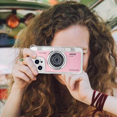 Losin متوافق مع iPhone 15 Pro Max Case مع حزام لطيف ثلاثي الأبعاد كاميرا الهاتف Case Handbag Plating Camera Pu Leather Phone Caseproof Proching for Women and Black ، Black in Kuwait