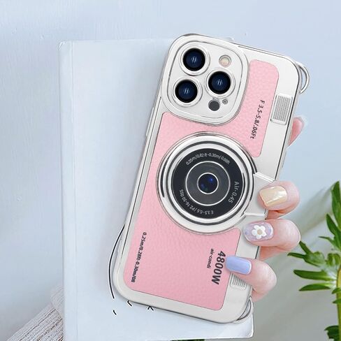 Losin متوافق مع iPhone 15 Pro Max Case مع حزام لطيف ثلاثي الأبعاد كاميرا الهاتف Case Handbag Plating Camera Pu Leather Phone Caseproof Proching for Women and Black ، Black in Kuwait