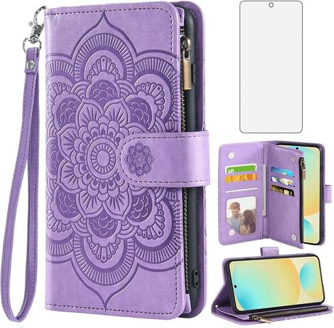Asuwish Phone Case for Samsung Galaxy S24 FE 5G Wallet Cover with Tempered Glass Screen Protector and Flower Leather Flip Credit Card Holder Stand Cell Accessories S 24 EF S24FE 24S Women Rose Gold in Kuwait