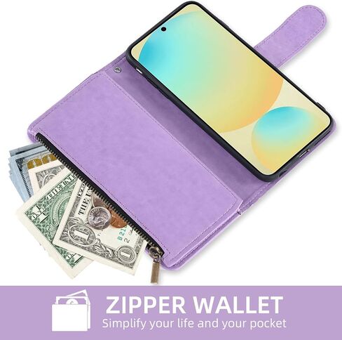 Asuwish Phone Case for Samsung Galaxy S24 FE 5G Wallet Cover with Tempered Glass Screen Protector and Flower Leather Flip Credit Card Holder Stand Cell Accessories S 24 EF S24FE 24S Women Rose Gold in Kuwait