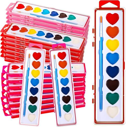 Yeaqee 36 Pack Watercolor Paint Set 8 Colors Washable Water Paint for Kids with Paintbrush Party Favors Art Watercolor for Adults School Classroom Party Gifts (Multicolor Box) in Saudi Arabia