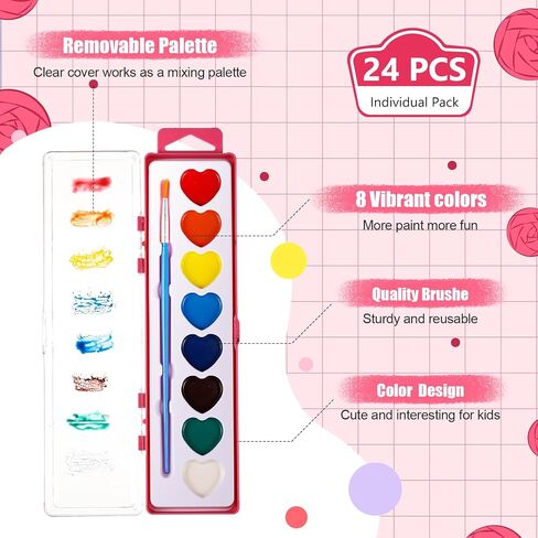 Yeaqee 36 Pack Watercolor Paint Set 8 Colors Washable Water Paint for Kids with Paintbrush Party Favors Art Watercolor for Adults School Classroom Party Gifts (Multicolor Box) in Saudi Arabia