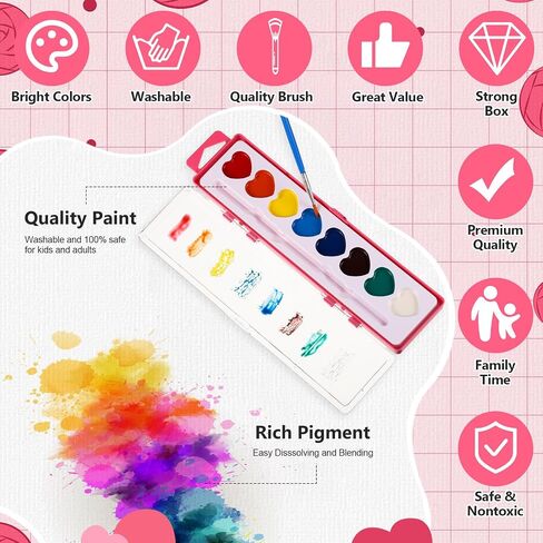 Yeaqee 36 Pack Watercolor Paint Set 8 Colors Washable Water Paint for Kids with Paintbrush Party Favors Art Watercolor for Adults School Classroom Party Gifts (Multicolor Box) in Saudi Arabia