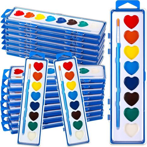 Yeaqee 36 Pack Watercolor Paint Set 8 Colors Washable Water Paint for Kids with Paintbrush Party Favors Art Watercolor for Adults School Classroom Party Gifts (Multicolor Box) in Saudi Arabia