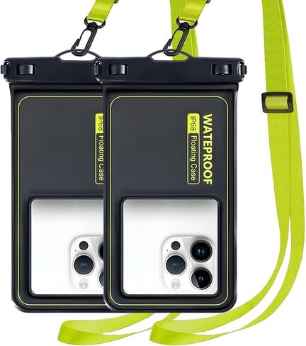 Marine IP68 Waterproof Phone Pouch, Floating Waterproof Phone Dry Bag Compatible with iPhone 15 Pro Max/ 14 Pro Max/ 13 Pro Max/ 12/ S24 Up to 7", Detachable Lanyard, 1 Pack- Green in Saudi Arabia