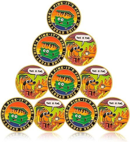 CHURYUML Dumpster Fire Coin Hilarious Everything is Fine Novelty Medallion Motivational Funny Office Gifts Staff Appreciation Gifts Going Away Gift for Coworker Colleagues Unique Office Decor in Saudi Arabia
