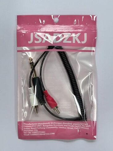 6.35mm to 2RCA Stereo Audio Cable 1/4 TRS Male to Dual RCA Male Splitter Cable Gold-Plated 1/4'' to 2RCA Audio Coiled Cable for Amplifiers Mixers Speakers 14 in/35cm in Saudi Arabia