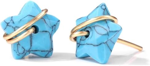 Blue Sodalite Star-Shaped Stud Earrings with Delicate Faceted Natural Stones for Women Handcrafted Exclusively Yoga Girl USA (sodalite) in Saudi Arabia