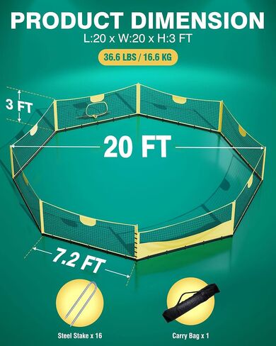Gaga Ball Pit - 15FT Portable Mesh Court with Quick Access Door, Carry Bag for Indoor & Outdoor Sports, Camp, School, and Family Activities in Saudi Arabia