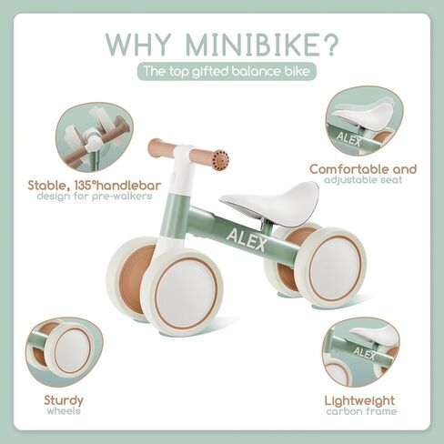 Customized Baby Balance Bike for 1-Year-Old | Lightweight and Safe - No Sharp Edges | Silent Wheels for Smooth & Quiet Rides | Easy-to-Assemble 1st Balance Bike for Toddlers in Saudi Arabia