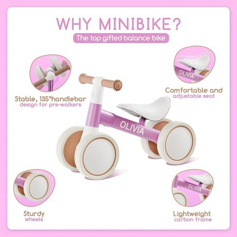 Customized Baby Balance Bike for 1-Year-Old | Lightweight and Safe - No Sharp Edges | Silent Wheels for Smooth & Quiet Rides | Easy-to-Assemble 1st Balance Bike for Toddlers in Saudi Arabia