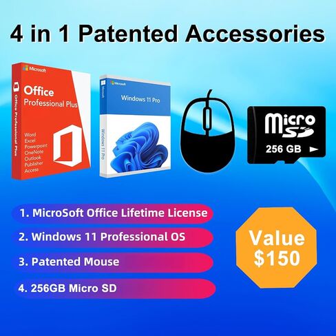 HP 14" Laptop for Student Business, with Office Lifetime License & Windows 11 Pro, Intel Dual-Core N4120, 16 GB RAM, 384 GB Storage(128GB eMMC+256GB Micro SD), Ultra Light, Webcam, WiFi, HDMI, Silver in Saudi Arabia