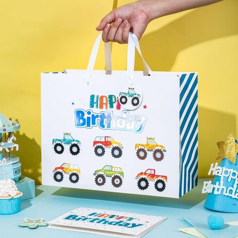 Loveinside Colorful Birthday Gift Bag, Balloons Pattern with HAPPY BIRTHDAY Text, Matching Tissue Paper, Greeting Card and Tag, Ideal for Kids' Birthday Gifts, 13" x 5" x 10", 1 Pcs in Saudi Arabia