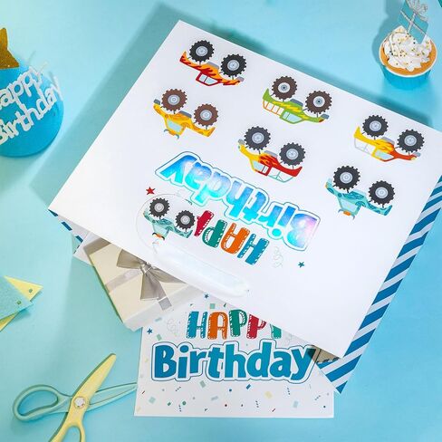 Loveinside Colorful Birthday Gift Bag, Balloons Pattern with HAPPY BIRTHDAY Text, Matching Tissue Paper, Greeting Card and Tag, Ideal for Kids' Birthday Gifts, 13" x 5" x 10", 1 Pcs in Saudi Arabia