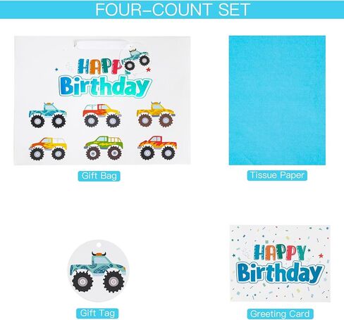 Loveinside Colorful Birthday Gift Bag, Balloons Pattern with HAPPY BIRTHDAY Text, Matching Tissue Paper, Greeting Card and Tag, Ideal for Kids' Birthday Gifts, 13" x 5" x 10", 1 Pcs in Saudi Arabia