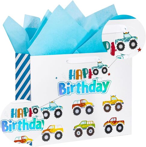 Loveinside Colorful Birthday Gift Bag, Balloons Pattern with HAPPY BIRTHDAY Text, Matching Tissue Paper, Greeting Card and Tag, Ideal for Kids' Birthday Gifts, 13" x 5" x 10", 1 Pcs in Saudi Arabia